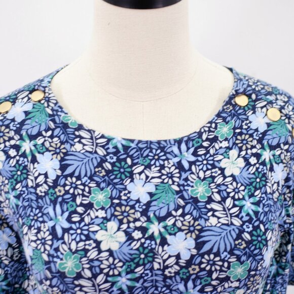 Ann Taylor Loft Blue Green Round Neck Flutter Split Short Sleeve Sleeve Dress 2 - Picture 3 of 11